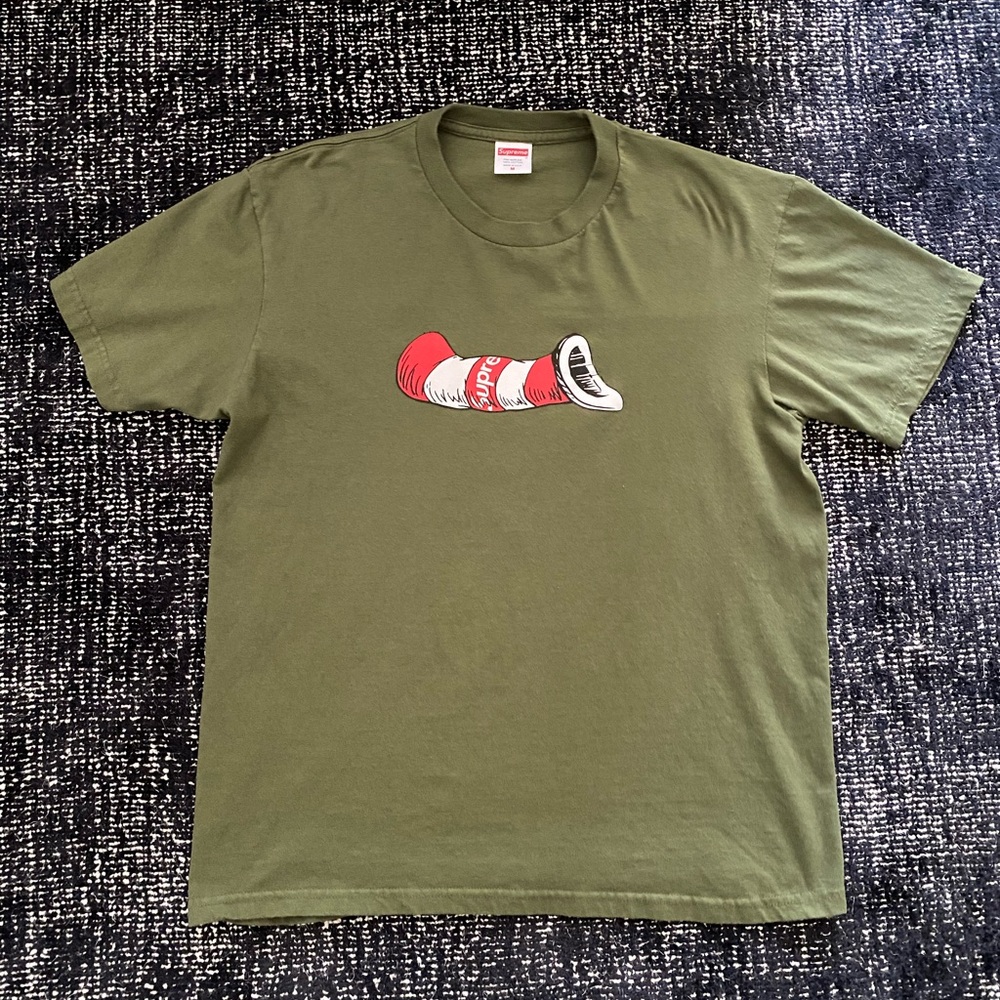 Supreme Cat in The Hat Olive Tee M